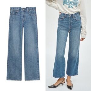 DENIM FORUM Jeans Farrah Hi-Rise Wide Leg Cropped Blue Size 30